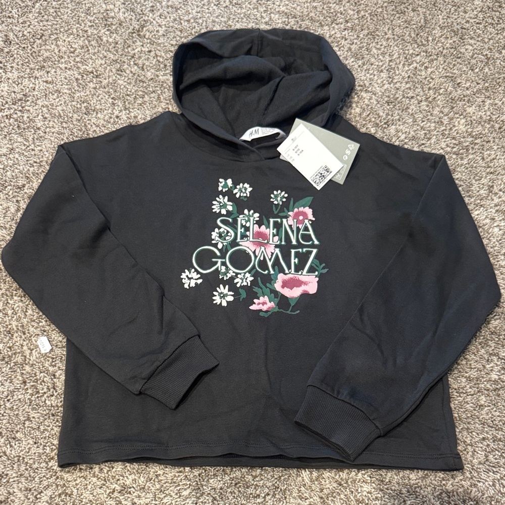 H&M Selena Gomez Girls' Black Floral Hoodie